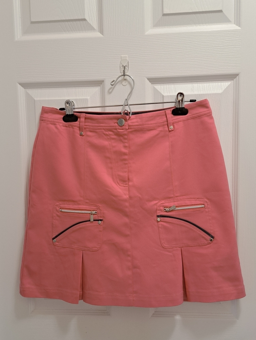 SPANNER Golf Pink Womens Skort Size 10 Zip Pockets Stretch Sporty Classic Active